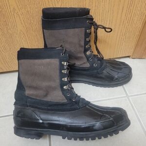 Totes Men's Black and Dark Brown Snow Boots